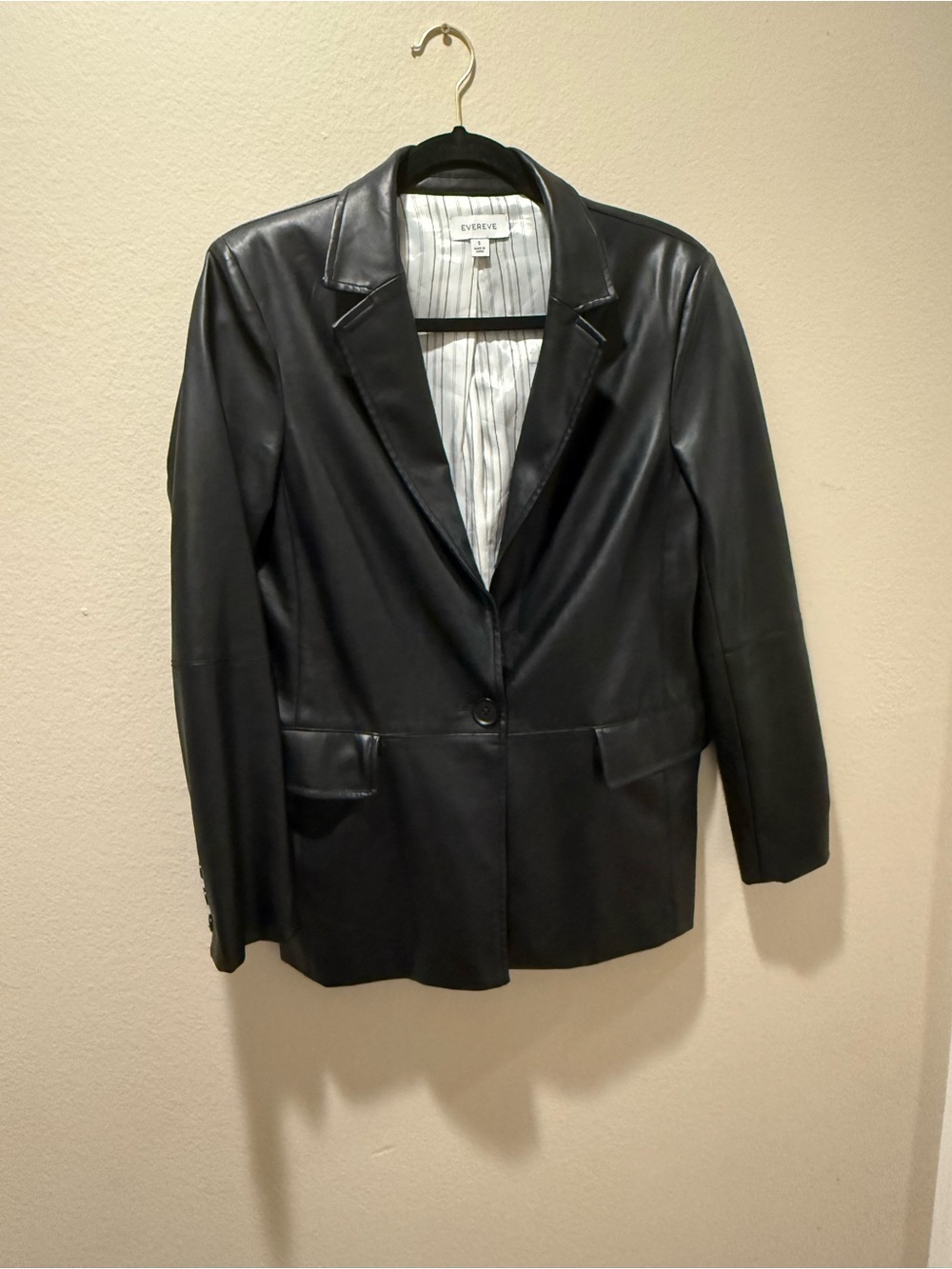 Evereve Black Leather Single-Button Blazer